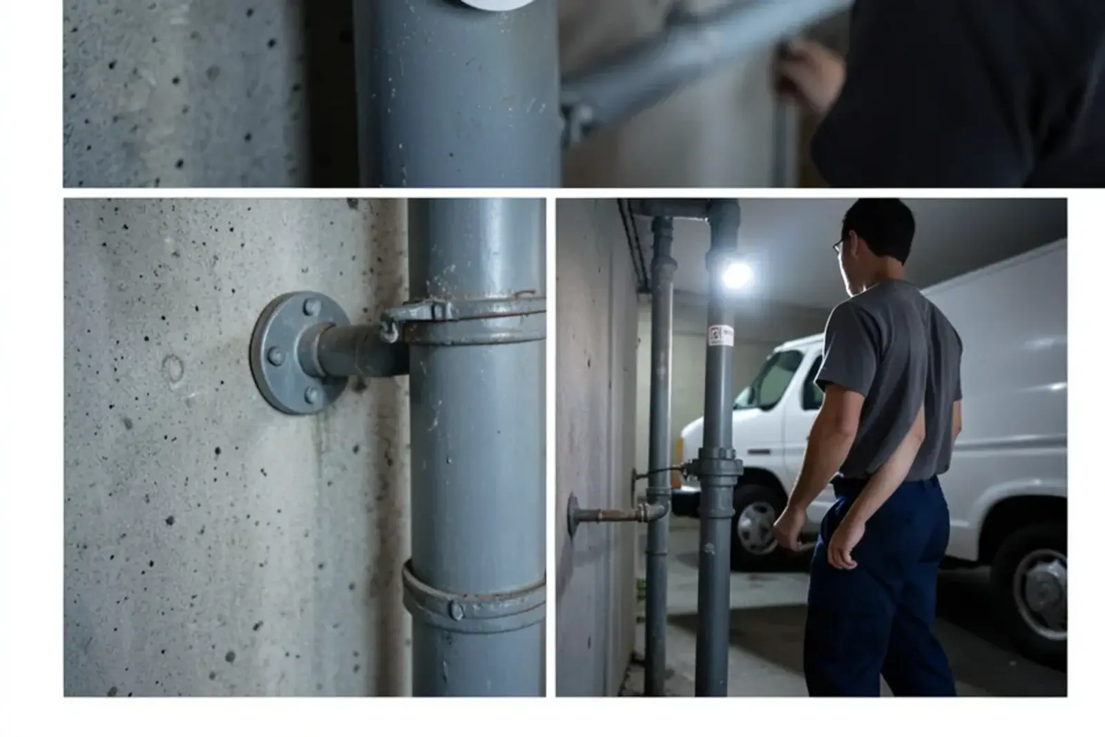 Refrigerator magnet stuck to a gray water service pipe just before the basement water meter