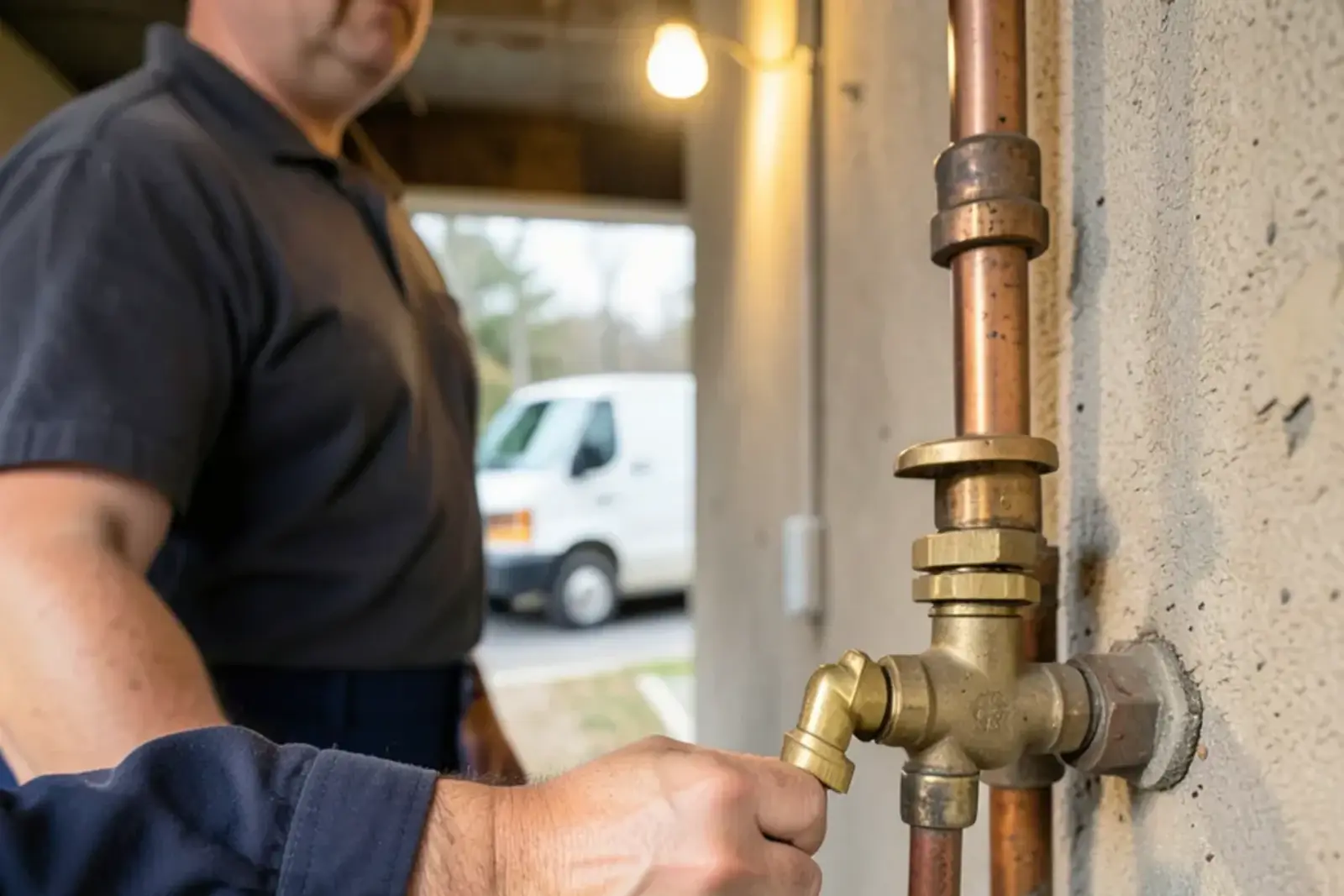 Small shutoff valve with a drain cap on the basement pipe feeding an outside hose faucet