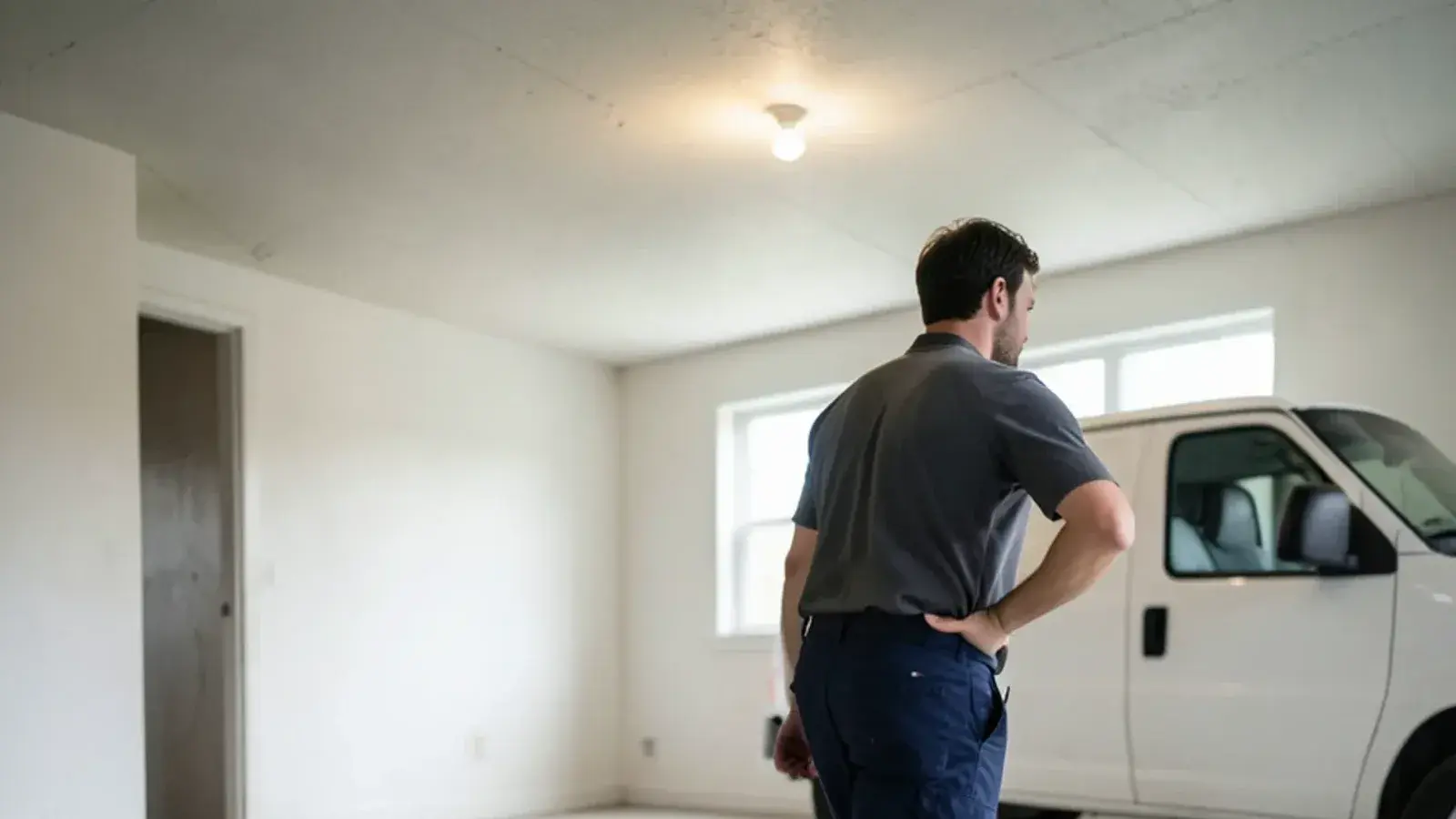 Sewer inspection camera cable fed into an open basement cleanout with a monitor on the floor