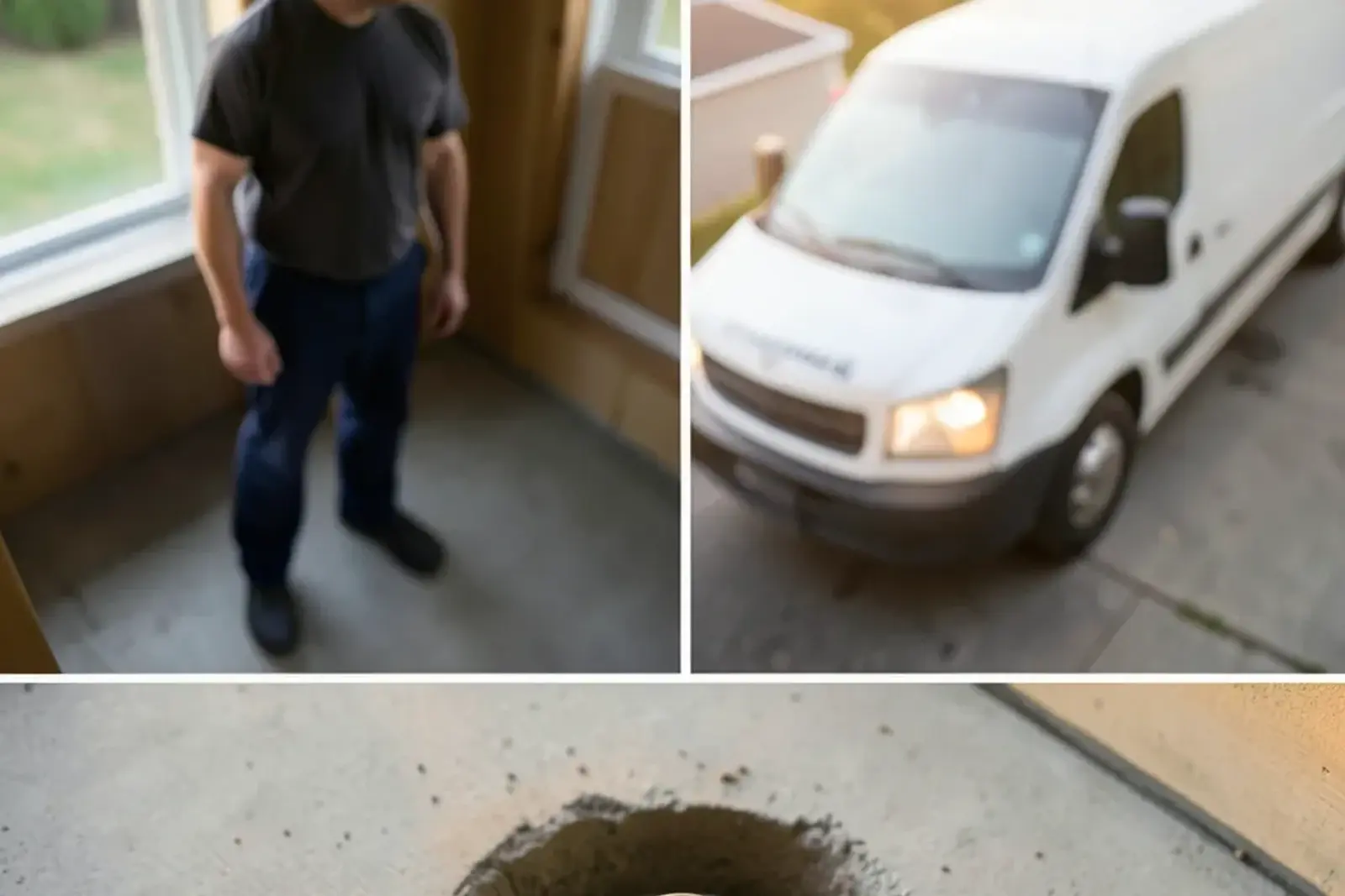 Rubber floating-ball backflow plug fitted into a basement floor drain opening
